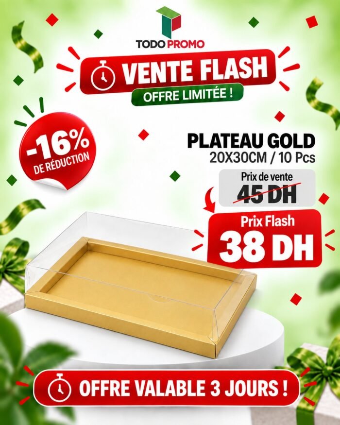 Plateau 20X30CM /10 Pcs Couleur : GOLD