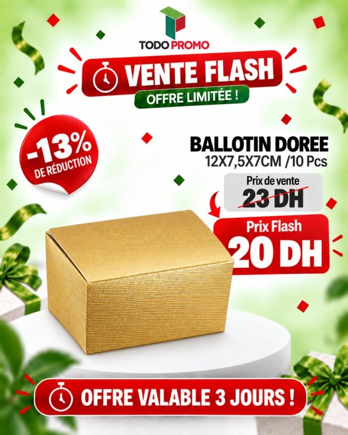 Ballotin DOREE /10 Pcs Taille : 12X7,5X7