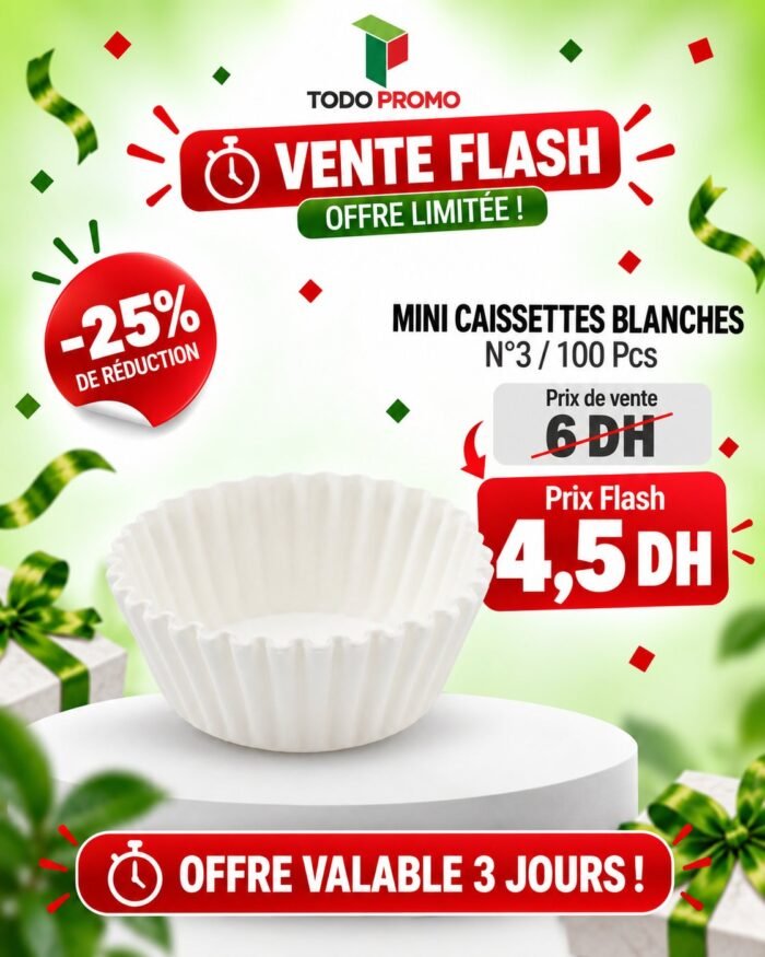 MINI CAISSETTES BLANCHES N°3 /100 Pcs