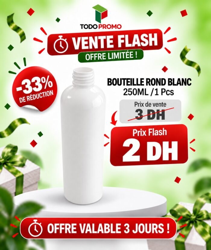 Bouteille Rond 250ML Couleur : BLANC
