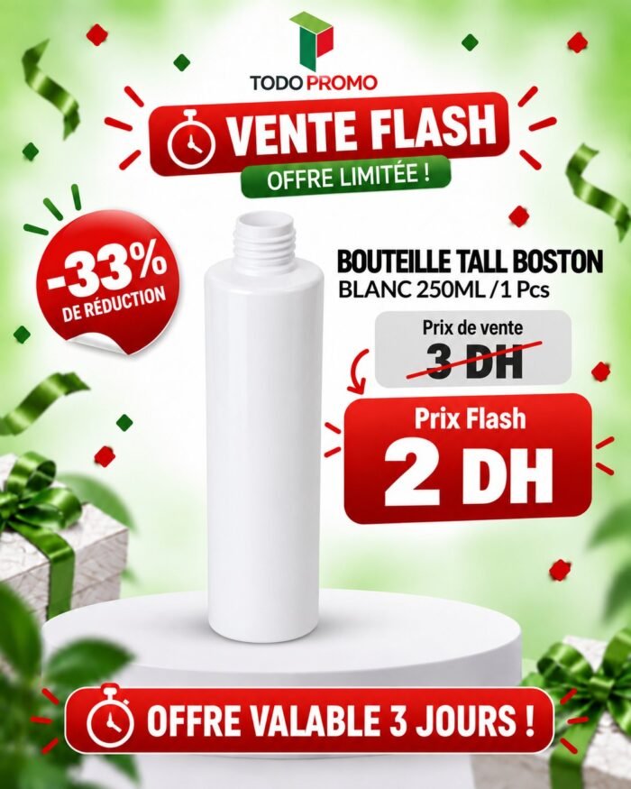 Bouteille Tall Boston 250ML Couleur : BLANC