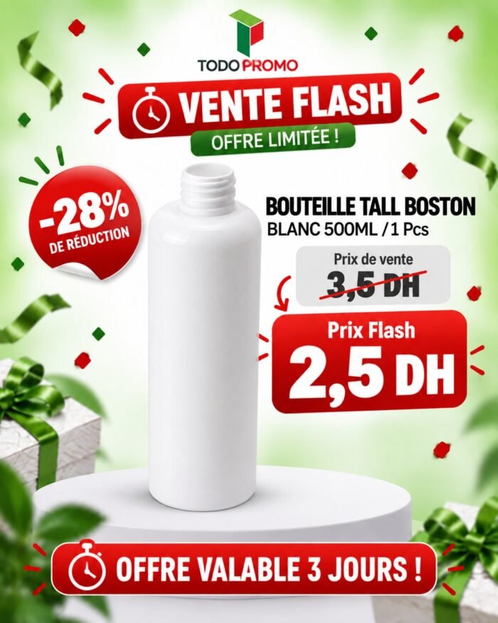 Bouteille Tall Boston 500ML Couleur : BLANC